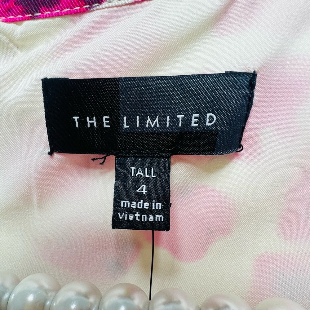 THE LIMITED Pink Off White Leopard Satin Sheath Dress 3/4 Sleeve Size 4 - Picture 12 of 14